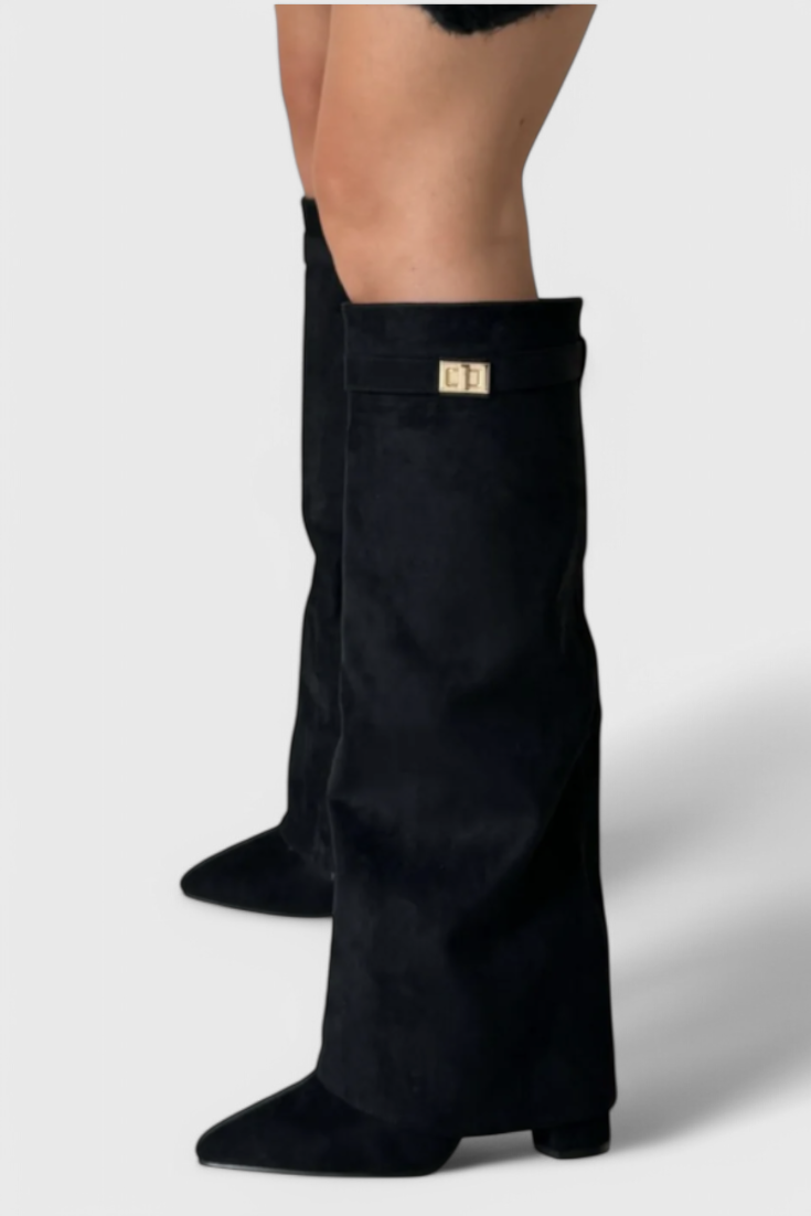 Women's Knee-High Pointed Toe Boots Low Heel