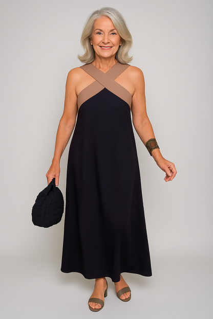 Women's Maxi Dress Cross Neck Casual Fit - VibreMode