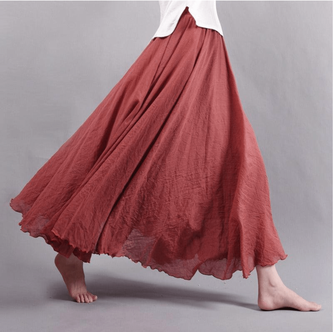 Linen Maxi Skirt Bohemian Style