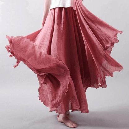 Linen Maxi Skirt Bohemian Style