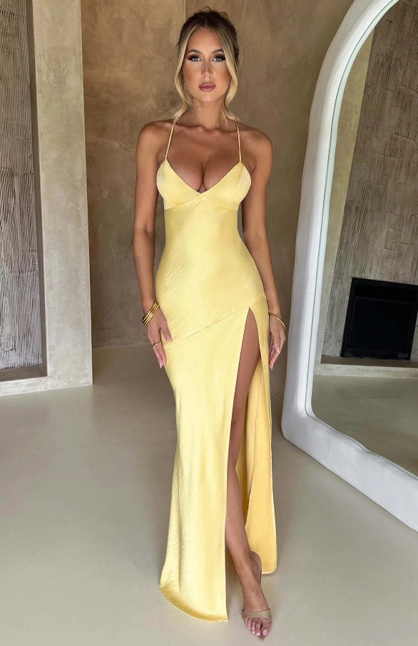 Women's Elegant Maxi Dress Thigh-High Slit