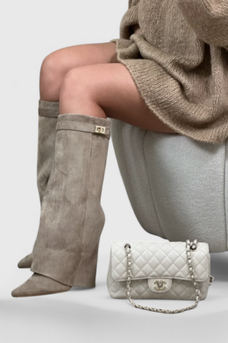 Women's Knee-High Pointed Toe Boots Low Heel