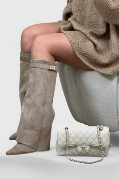 Women's Knee-High Pointed Toe Boots Low Heel