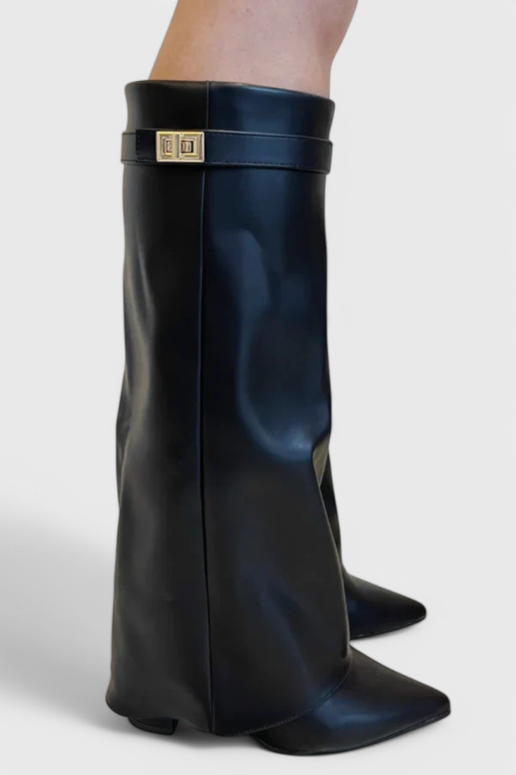 Women's Knee-High Pointed Toe Boots Low Heel