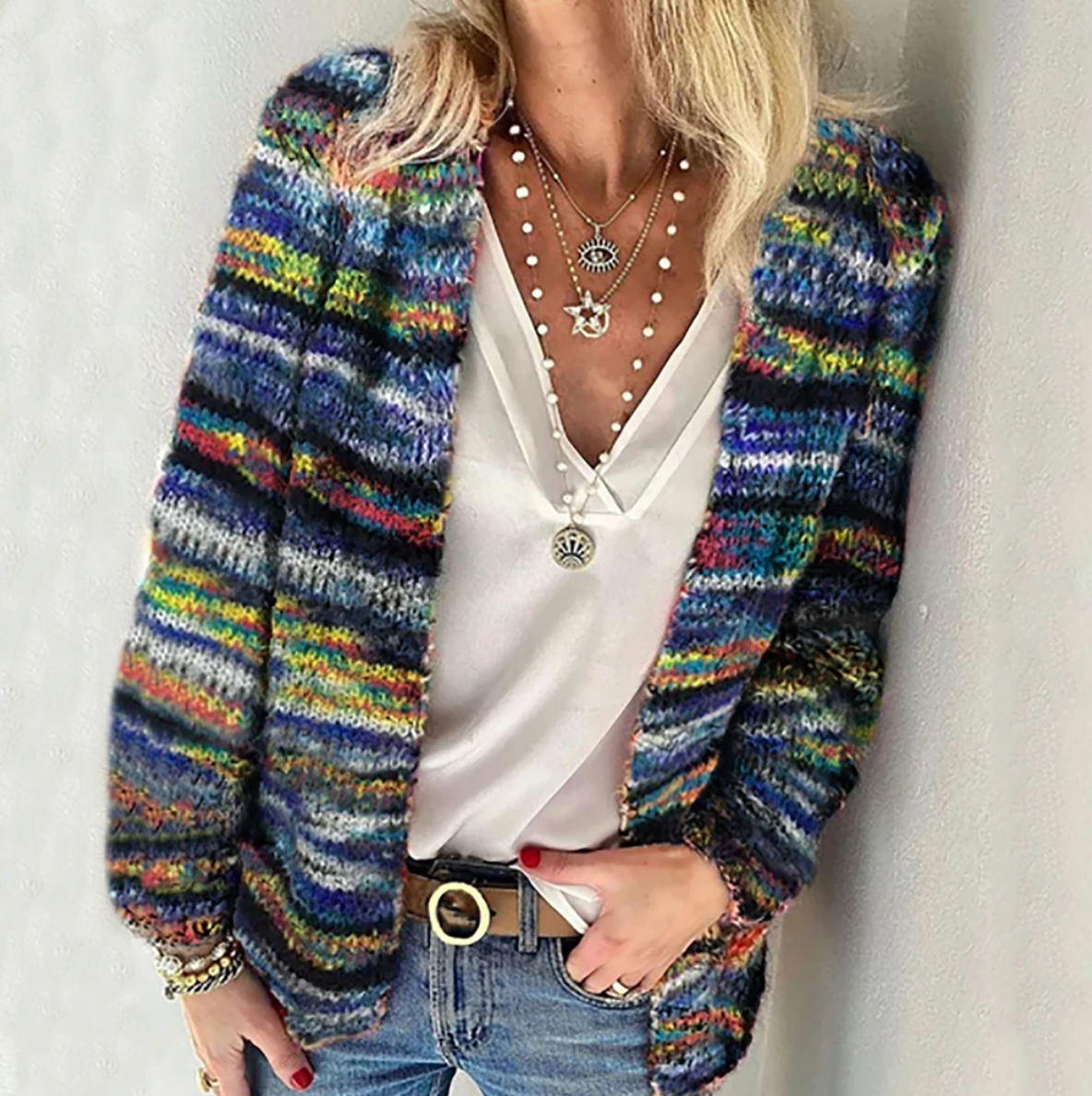Women's Multicolor Pattern Cardigan