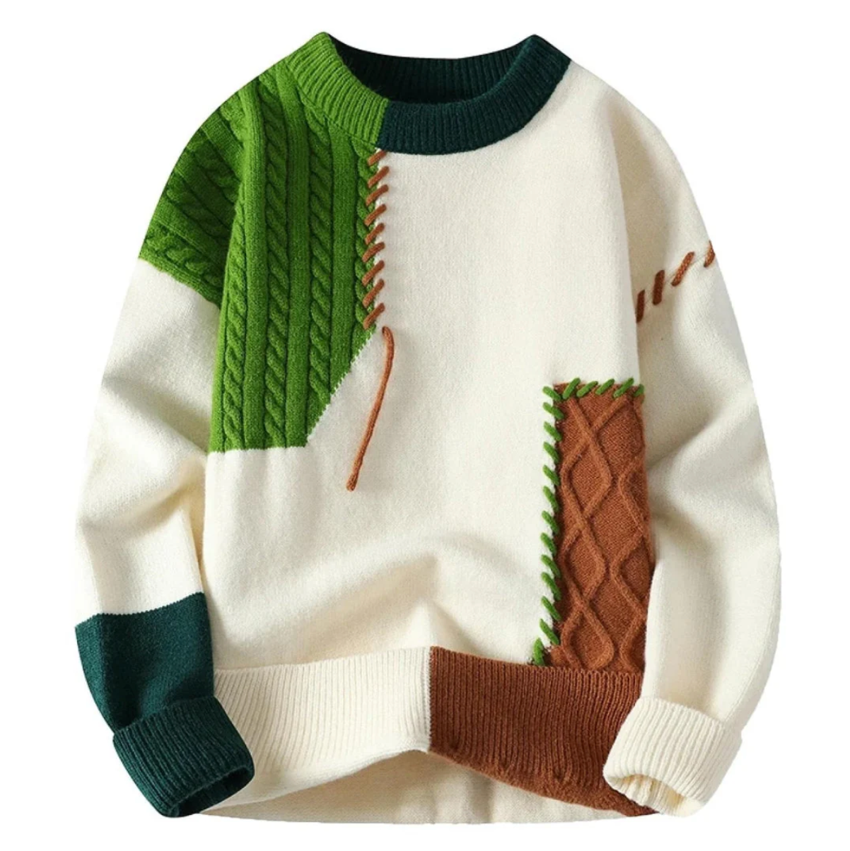Colorful Quilted Knit Sweater