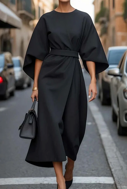 Women's Round Neck Lantern Sleeve Dress