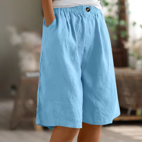 Women's Wide Leg Shorts Elastic Waist Knee Length