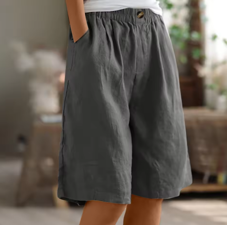 Women's Wide Leg Shorts Elastic Waist Knee Length