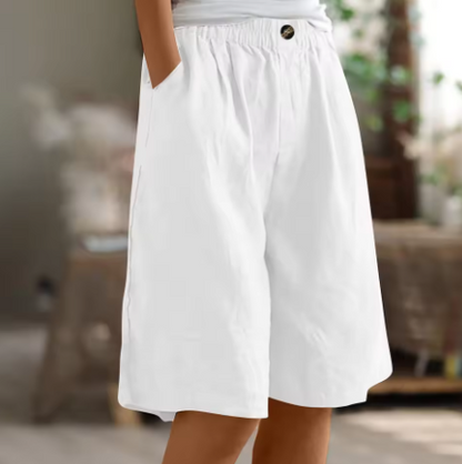 Women's Wide Leg Shorts Elastic Waist Knee Length