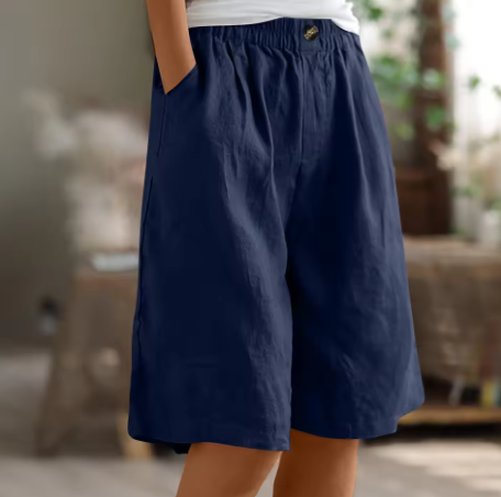 Women's Wide Leg Shorts Elastic Waist Knee Length