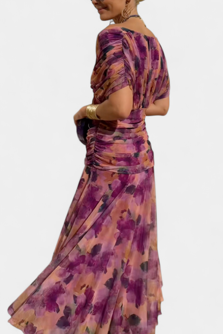 Chic Cold Shoulder Flowy Midi Dress