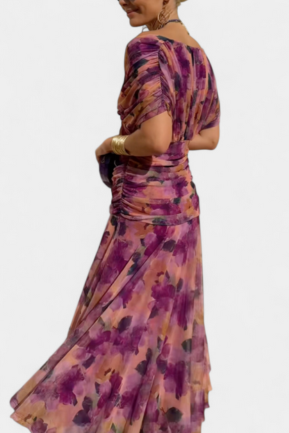 Chic Cold Shoulder Flowy Midi Dress