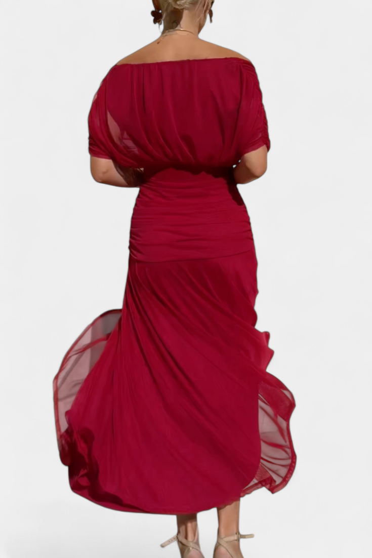 Chic Cold Shoulder Flowy Midi Dress