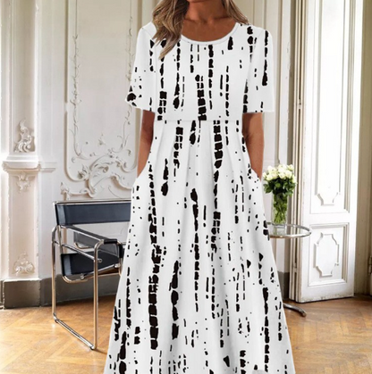 Women's Floral Round Neck Midi Dress