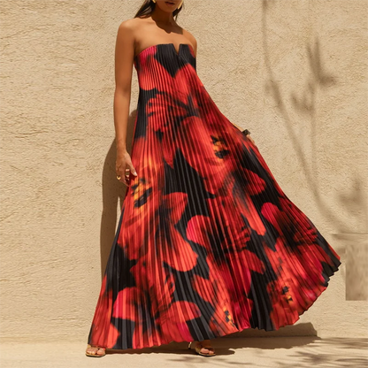 Women's Strapless Maxi Floral Dress