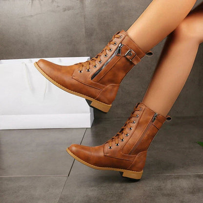 Women's Lace Up Boots Side Zip