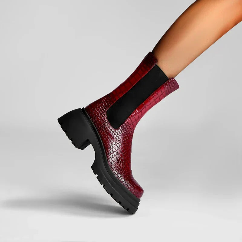 Women's Elastic Panel Boots Textured Upper - VibreMode