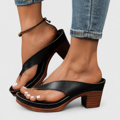 Women's Block Heel Thong Sandals Platform Sole - VibreMode