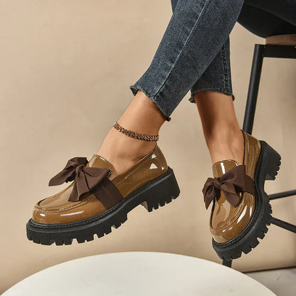 Comfortable Ladies Bow Detail Loafers Shoes
