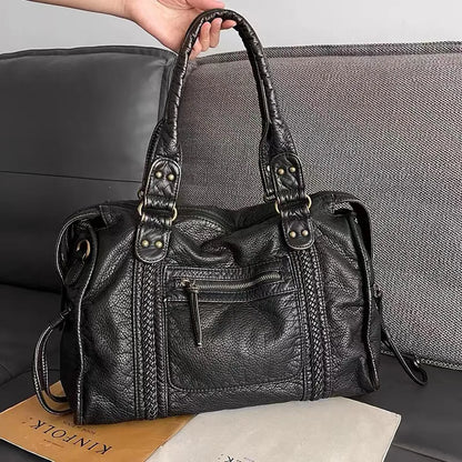 Women's Leather Carryall Bag Classic Style - VibreMode