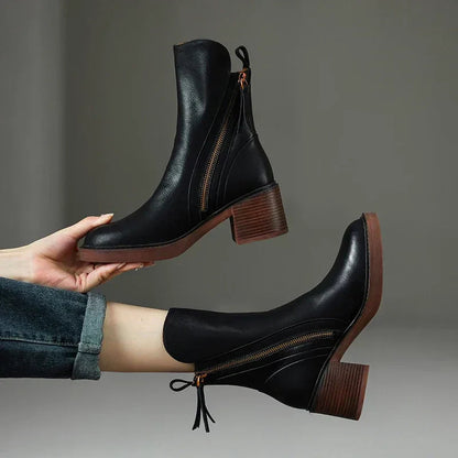 Women's Mid Calf Boots Side Zip Closure - VibreMode