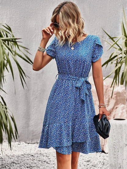 Women's Ruffle Dress Soft Flutter Sleeves