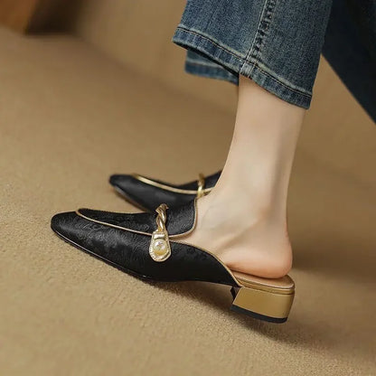 Women's Floral Embossed Square Toe Sandals