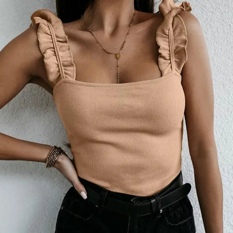 Women's Ruffle Strap Sleeveless