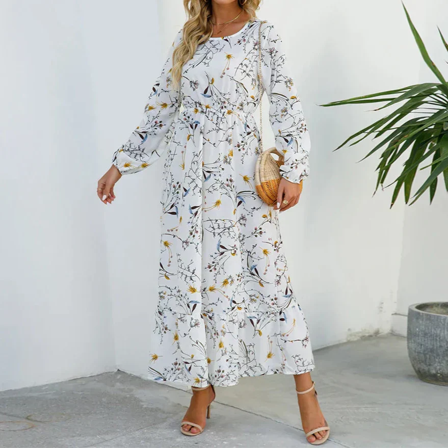 Women's Floral Long Sleeve Maxi Dress