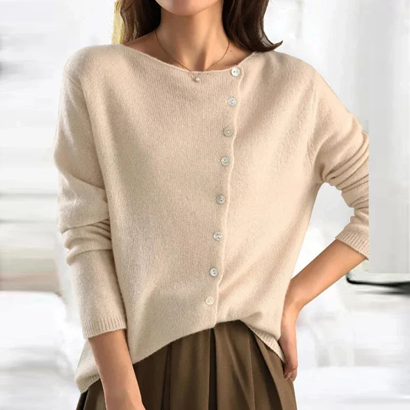 Women's Cashmere Cardigan Buttons Autumn Beige
