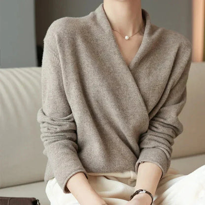 Cozy Spring Open Neck Knit Sweater