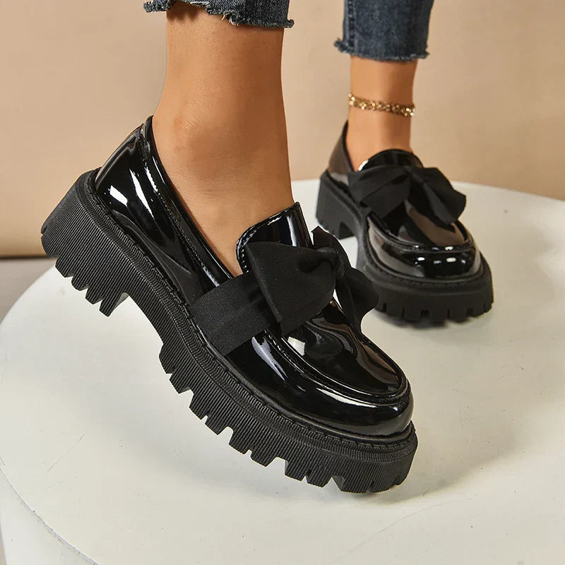 Comfortable Ladies Bow Detail Loafers Shoes