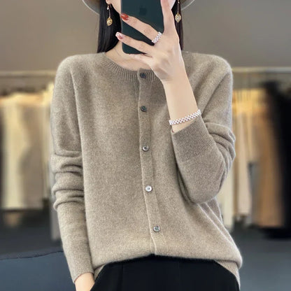 Women's Crewneck Cardigan Button-Up Style