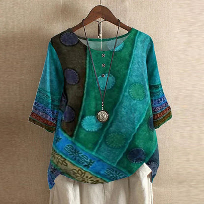 Women's Short Sleeve Blouse Cotton Button Front