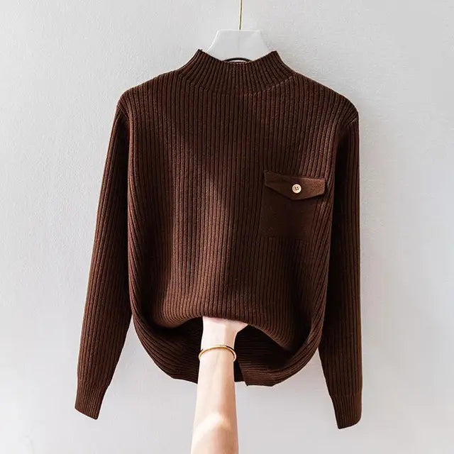Women's Relaxed Fit Mock Neck Sweater - VibreMode