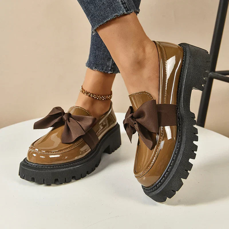 Comfortable Ladies Bow Detail Loafers Shoes