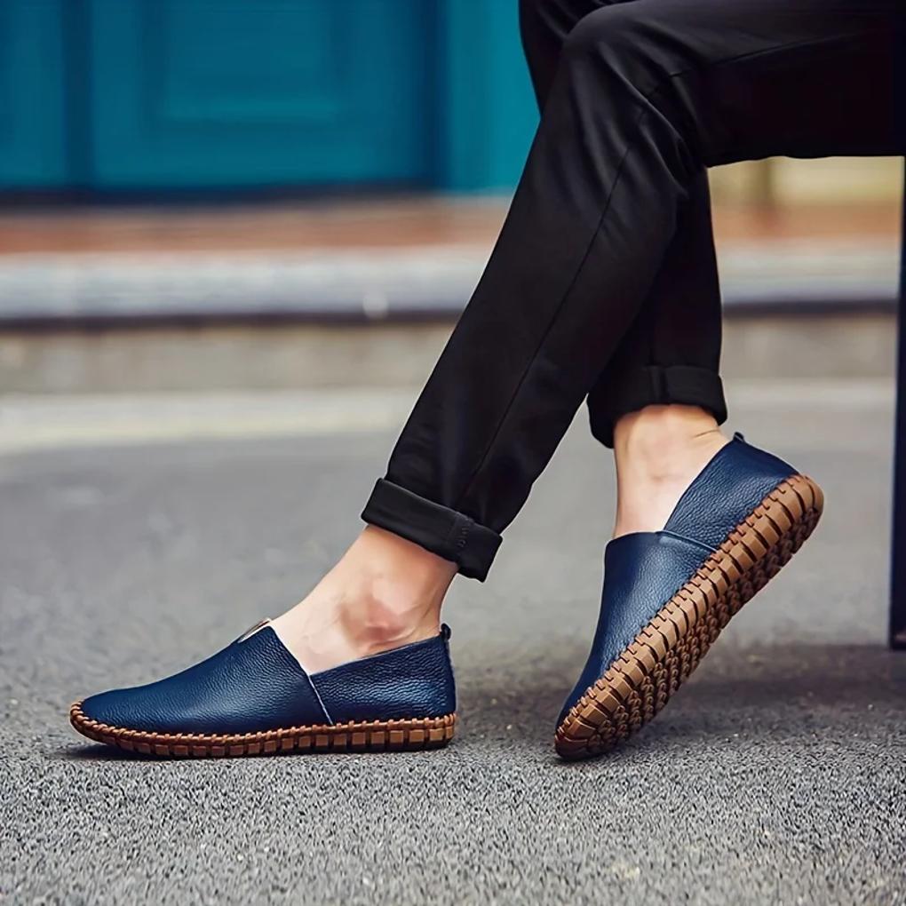 Men's Slip On Loafers Matte Genuine Leather - VibreMode