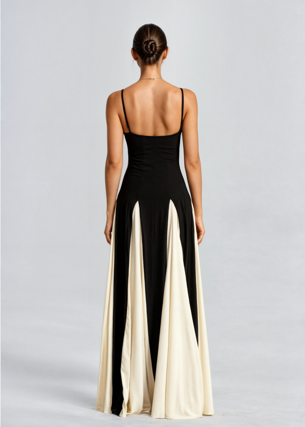Chic Strap Maxi Dress with Color Block Detail
