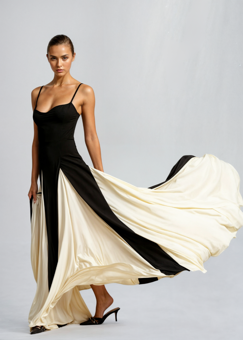 Chic Strap Maxi Dress with Color Block Detail