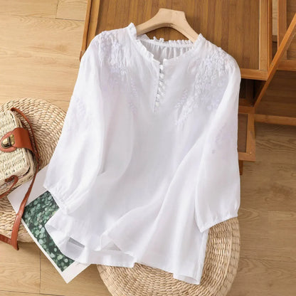 Women's Partial Button Front Blouse