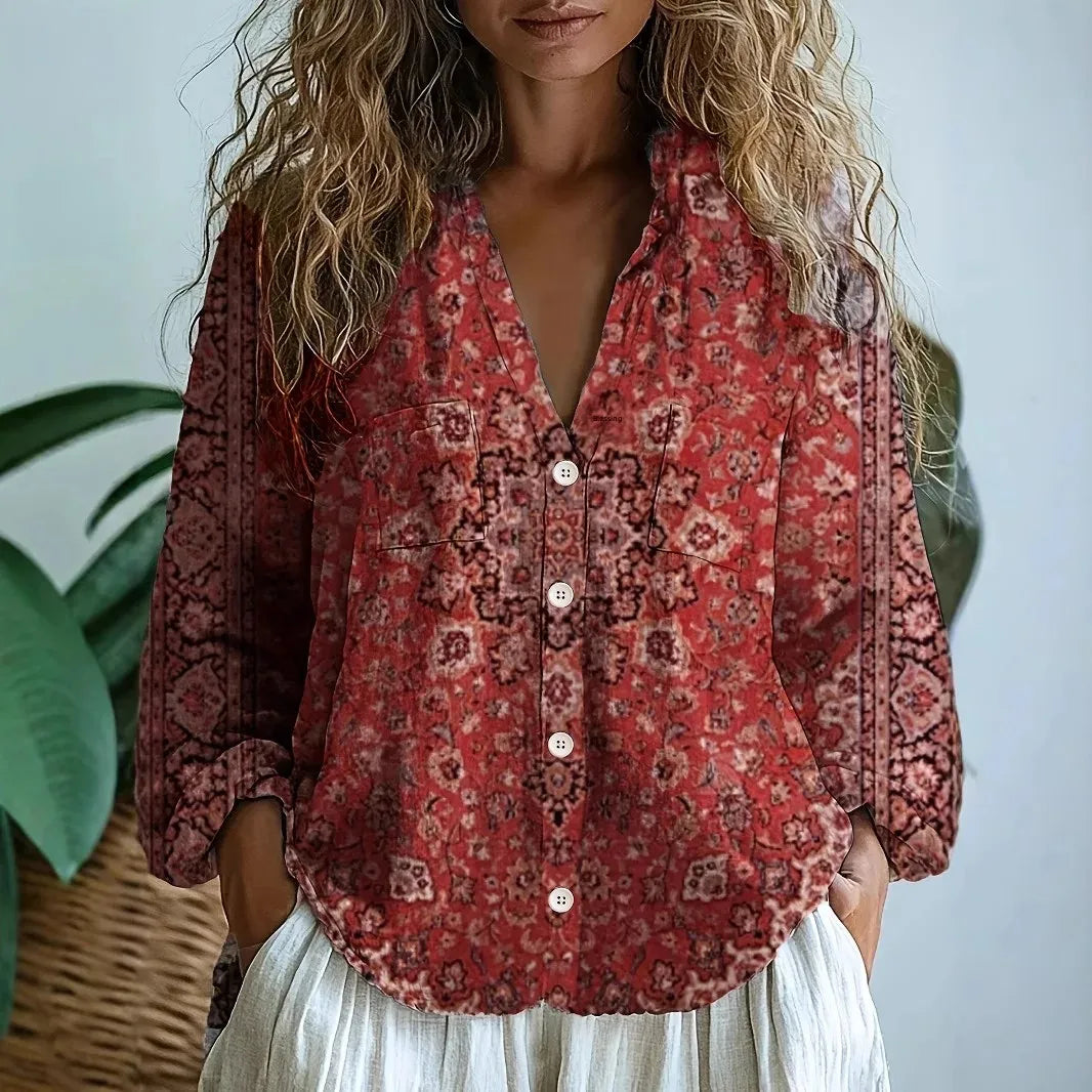 Women's Relaxed Fit Nature Print Blouse