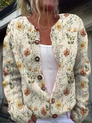 Women's Patterned Knit Cardigan Button Front