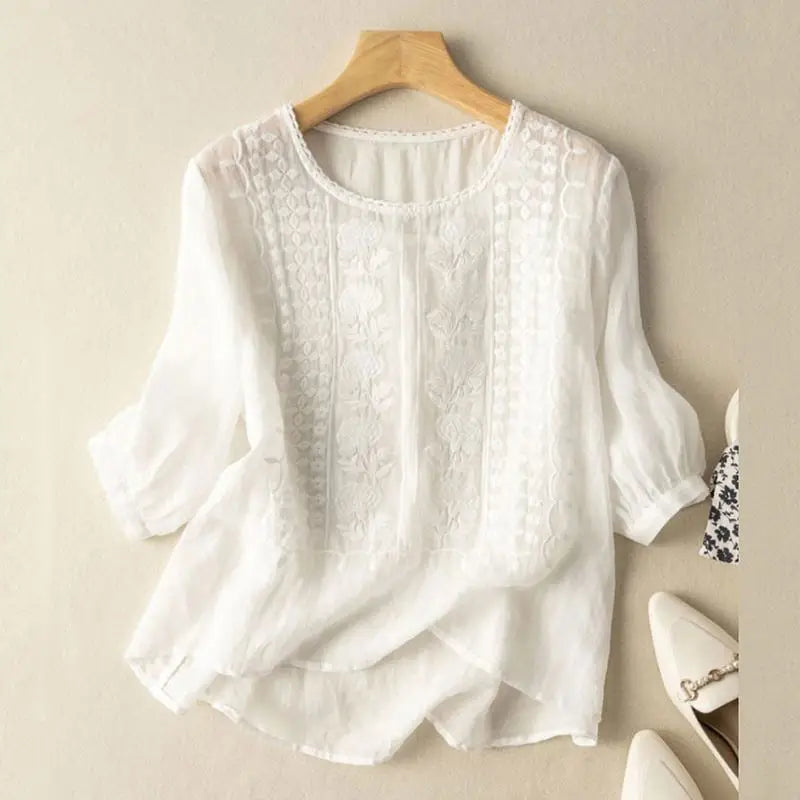 Women's Relaxed Fit Embroidered Blouse - VibreMode