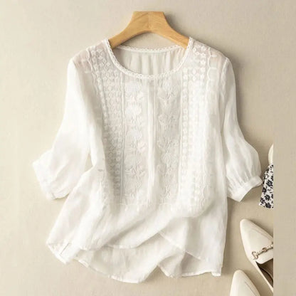 Women's Relaxed Fit Embroidered Blouse - VibreMode