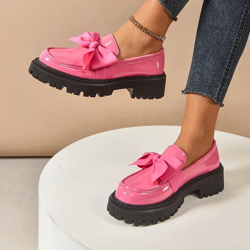 Comfortable Ladies Bow Detail Loafers Shoes