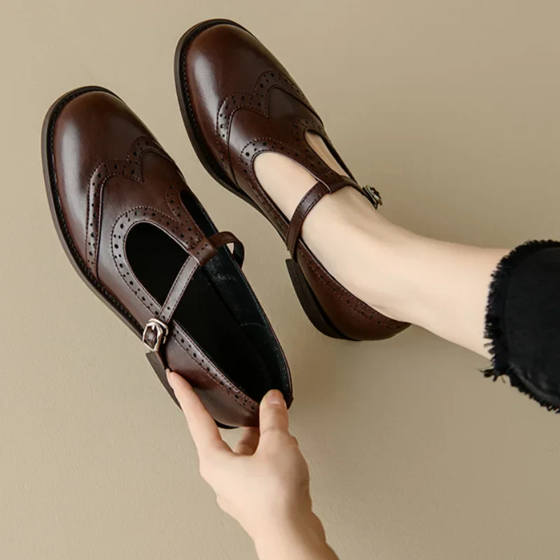 Women's Mary Jane Shoes Low Block Heel Buckle - VibreMode