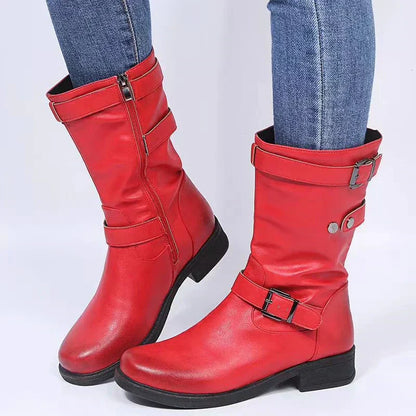 Women's Mid Calf Boots Buckle Accent