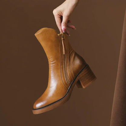 Women's Ankle Boots Zipper Block Heel - VibreMode