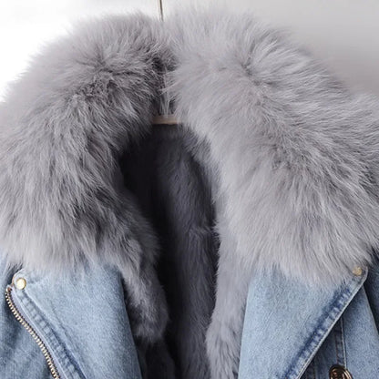 Denim Jacket Fur Lined Blue